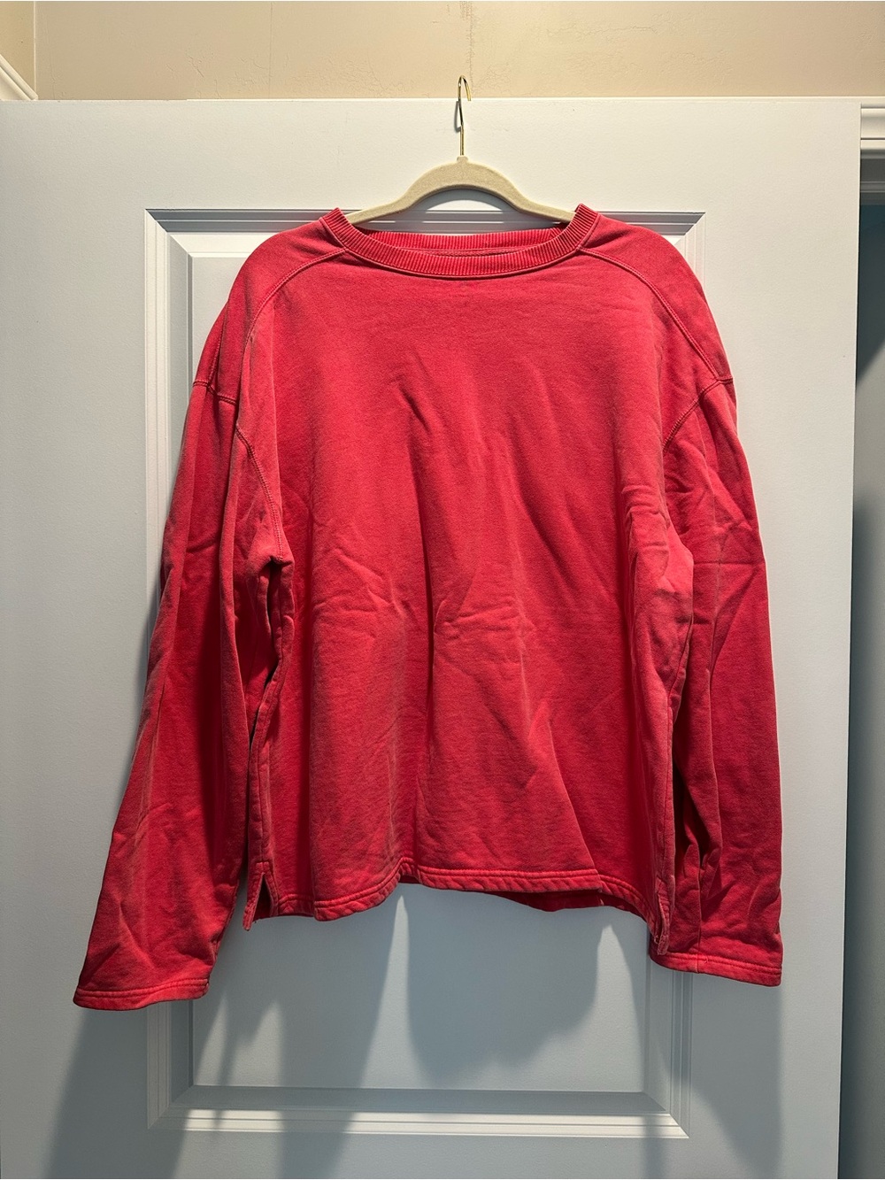 Coral Red Long Sleeve Crewneck Sweatshirt